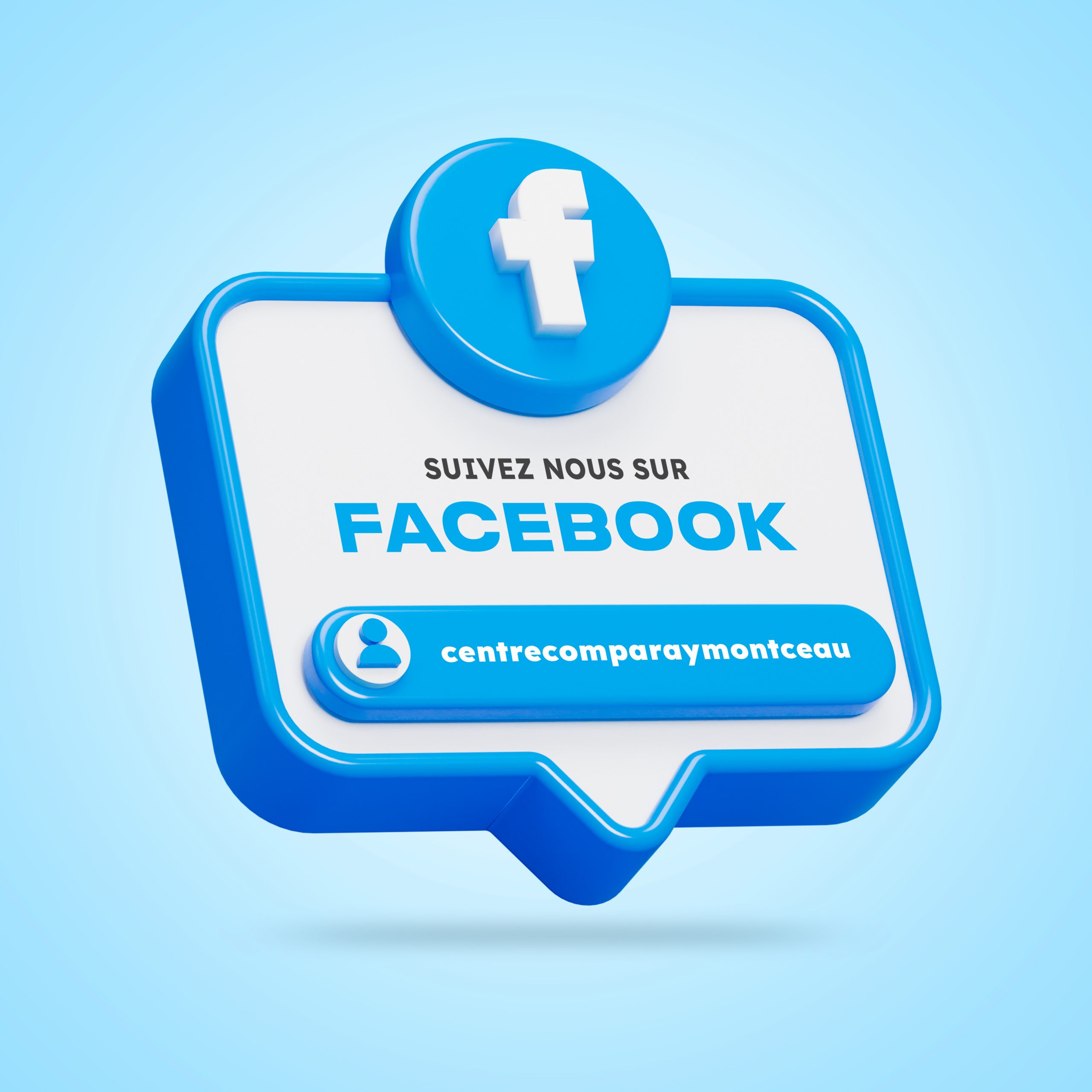 Follow us on facebook social media 3d render banner